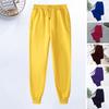 Men Solid Color Casual Sweatpants Drawstring Elastic Waistband Pockets Sport Pants Wide Leg Jogging Pants