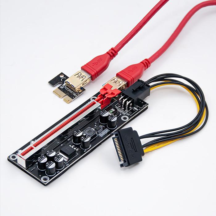 Riser Qoltec PCI-E 1x - 16x | USB 3.0 | ver. 009S Plus | SATA / PCI-E 6 pini