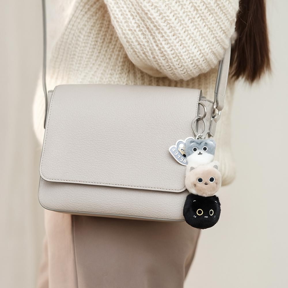 PP Cotton Animal Cat Keychain Fluffy Simulation Cat Plush  Key Ring  Home Decor