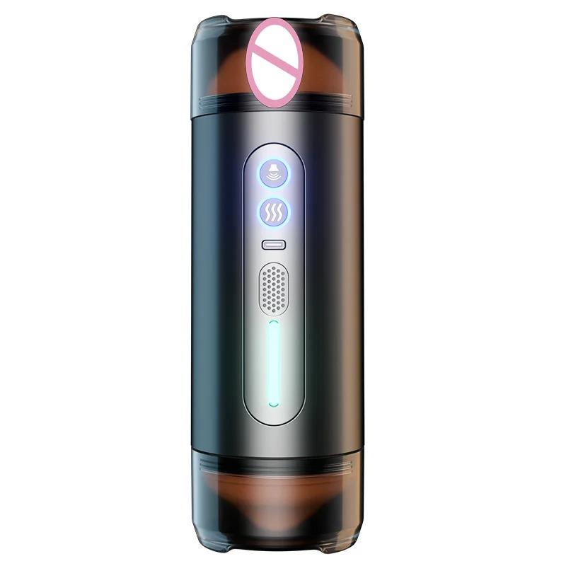Automatic Male Sucking Masturbator Realistic Vagina Oral Mouth Vibrating Adult Sex Toys Machine for 18 Men Pocket Pussy Vagina