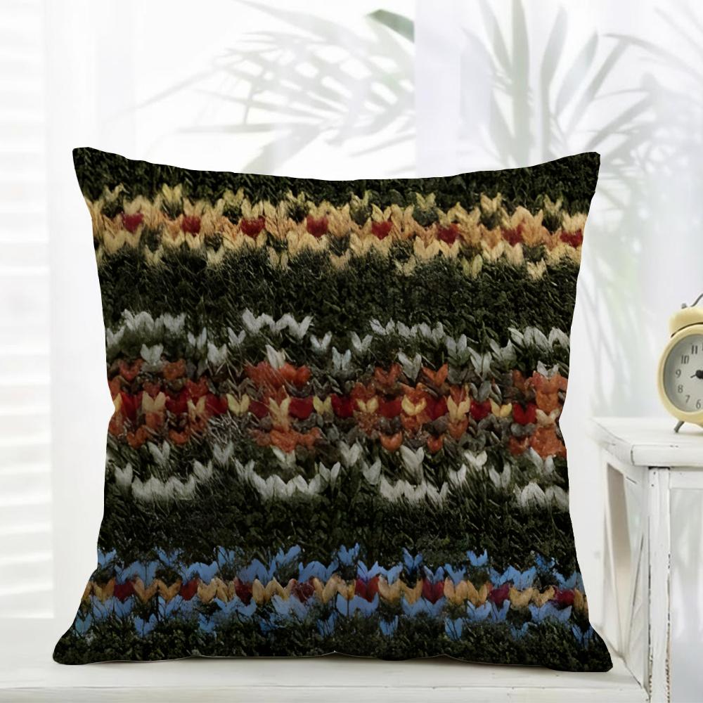 Fair IIsle Knit Pillow Retro Nordic Cushion Cover Daily Washable Linen Pillowcase Soft for Sofa Bed Home Room Decor