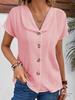 Summer Solid Color Short-Sleeve Button-Up Cardigan for Women
