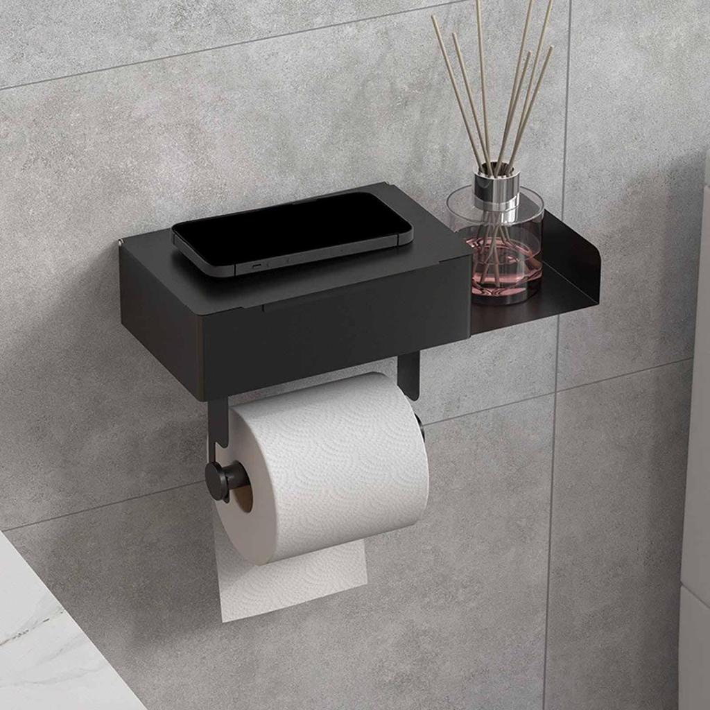 Sturdy Wall Mounted Toilet Paper Holder Storage Tissue Dispenser for Hotel Home Bathroom Space Saving Organizer