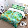 3Pcs Cute Cat Bedding Set Colorful Cartoon Cats and Flowers Print Duvet Cover + 2 Pillowcases Kids Nursery Decor