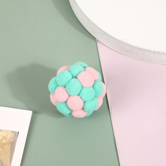 Plush Cat Toy Ball with Built-in Bell Soft Macaron Balls Bite-Resistant Cat Chew Toys for Indoor Cats and Kittens