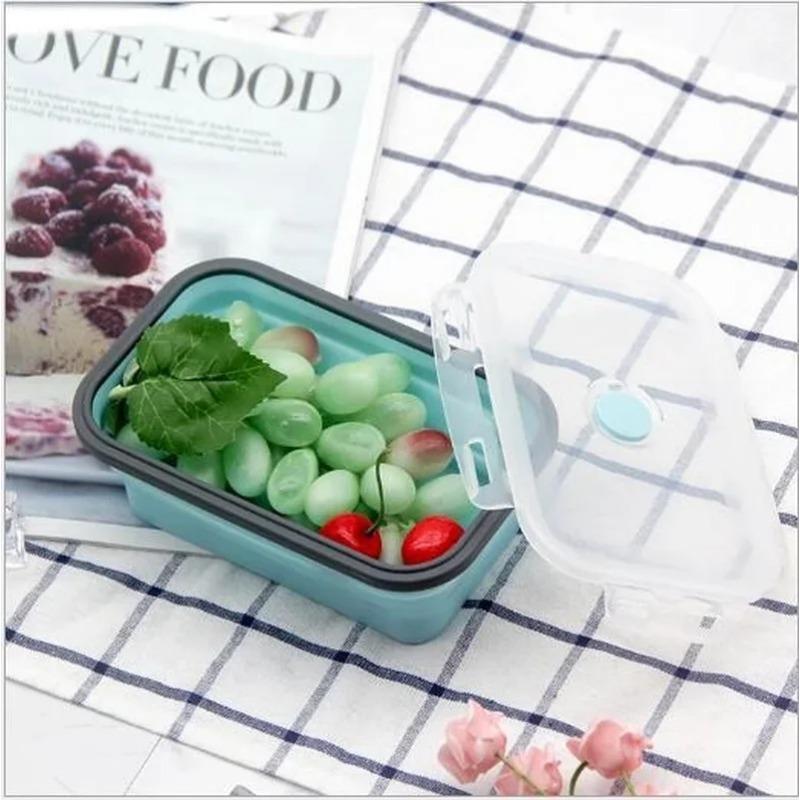 Multifunctional Bento Box Silicone Collapsible Lunch Box Food Storage Container   Microwavable Portable Picnic Camping Outdoor