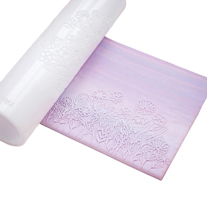 Ergonomic Floral Pattern Clay Embossing Roller For Polymer Jewelry Making Earrings Crafting Supplies Rolling Pin