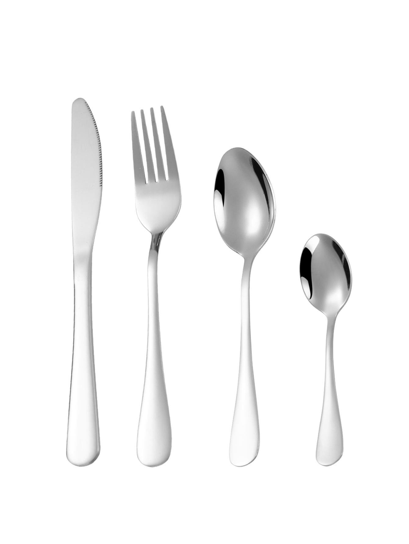 

Набор столовых приборов из нержавеющей стали 1010 в западном стиле: Утолщенные нож, вилка, ложка для отеля и дома, доступны в наборах по 4 или 24 штуки