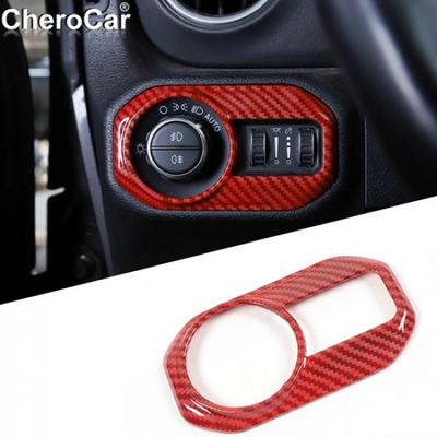 Červený kryt spínače světlometů z uhlíkových vláken Rámový dekor Pro Jeep Wrangler JL JT 2018+