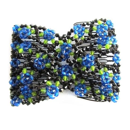 Women's Chic Stretch Rose Flower Bow Beaded Hair Comb Cuff Double Insert Clips