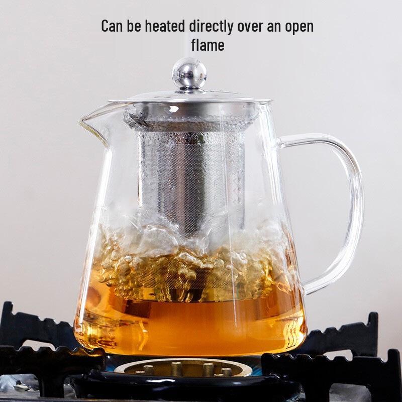 High Borosilicate Glass Teapot with Tea Filter for Office and Home Usage