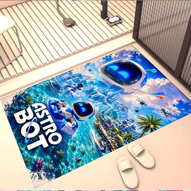 Cosmic Bot Crew Print Rug, Washable Floor Carpet, For Entryway Dorm Laundry Room Office Study, Home Decor Birthday Christmas Gift