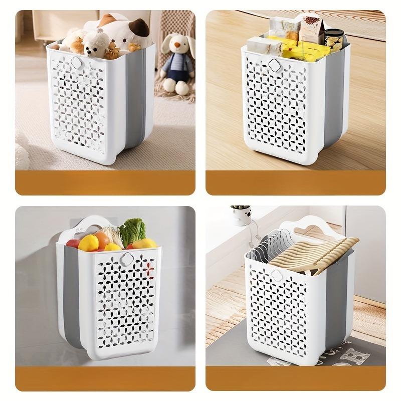 Foldable Laundry Basket Large Capacity Hanging Storage Bin Collapsible Organizer for Bathroom Dormitory Portable Clothes Hamper