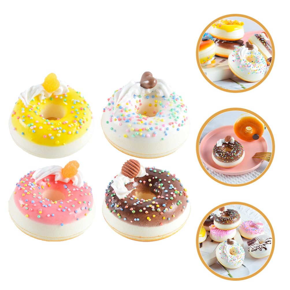 Totority Zestaw 4 sztucznych modeli pączków, 7,00 x 7,00 x 3,00 cm, Symulowane pączki jako rekwizyty do zdjęć i dekoracje imprezowe, Realistycznie wyglądające sztuczne