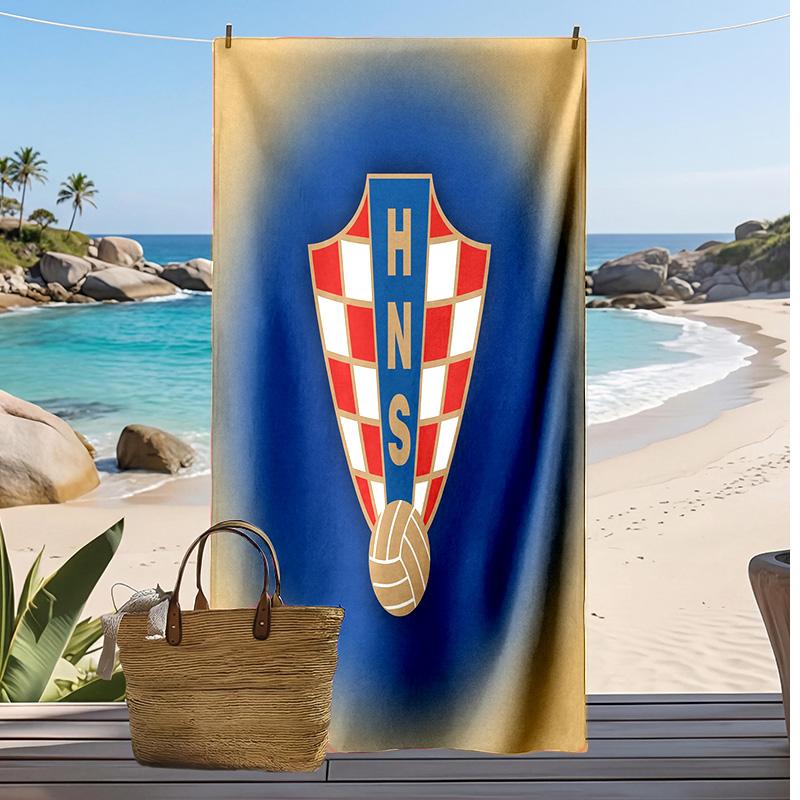 Asciugamano da Spiaggia con Stampa Calcio Croazia Asciugatura Rapida Super Assorbente Morbido Asciugamano da Bagno per Nuoto Spiaggia Viaggio Souvenir Regalo per Fan