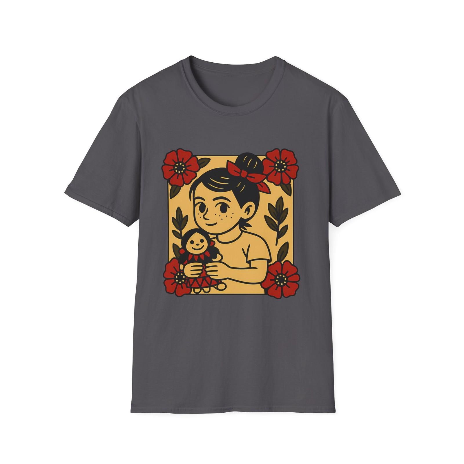Unisex Softstyle Cute Whimsical Kid and Doll T-Shirt Mens Womens Tees Top 4XL