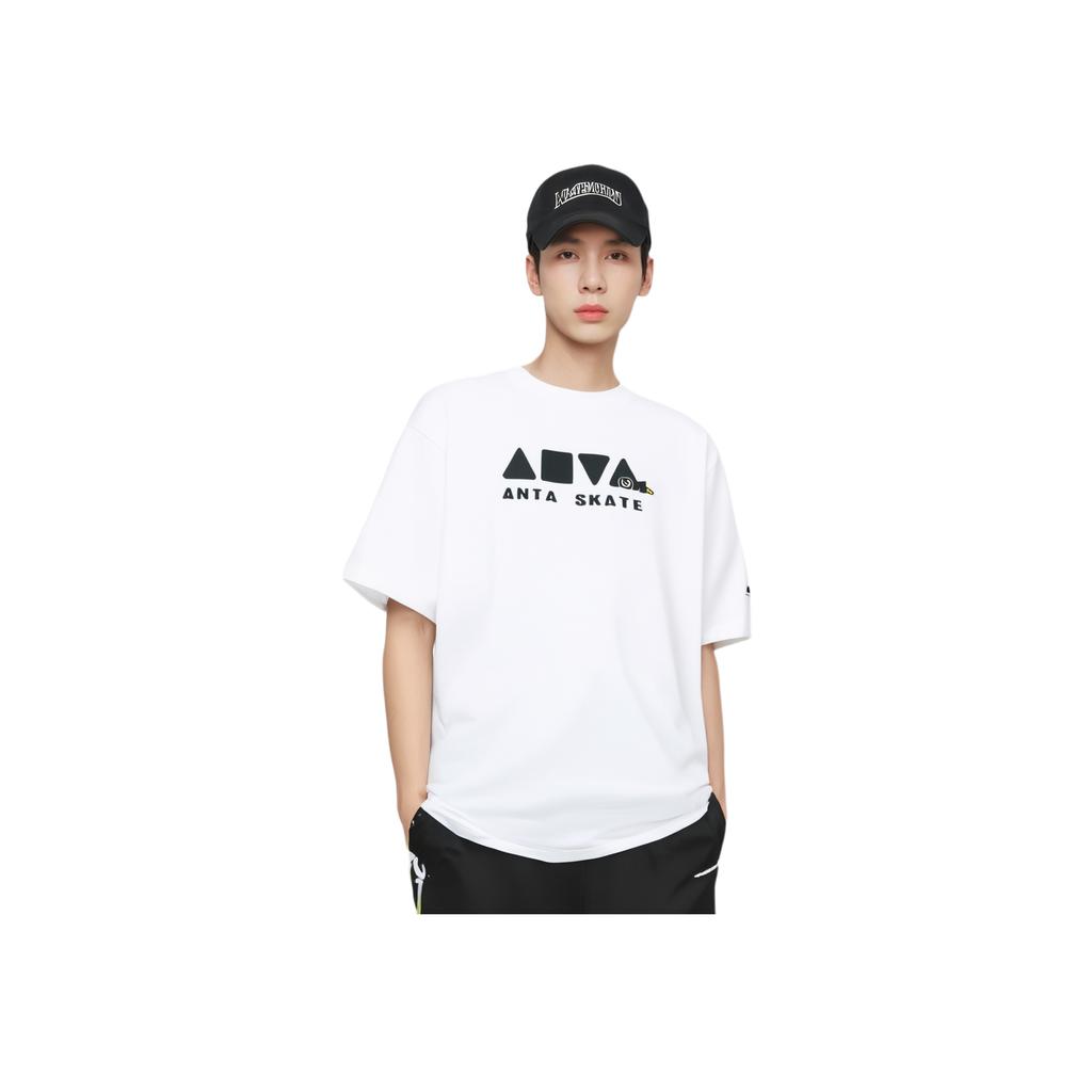 Anta Comfortable Breathable Versatile Pullover Short Sleeve T-Shirt Men Tops Snow-White 172428128-1