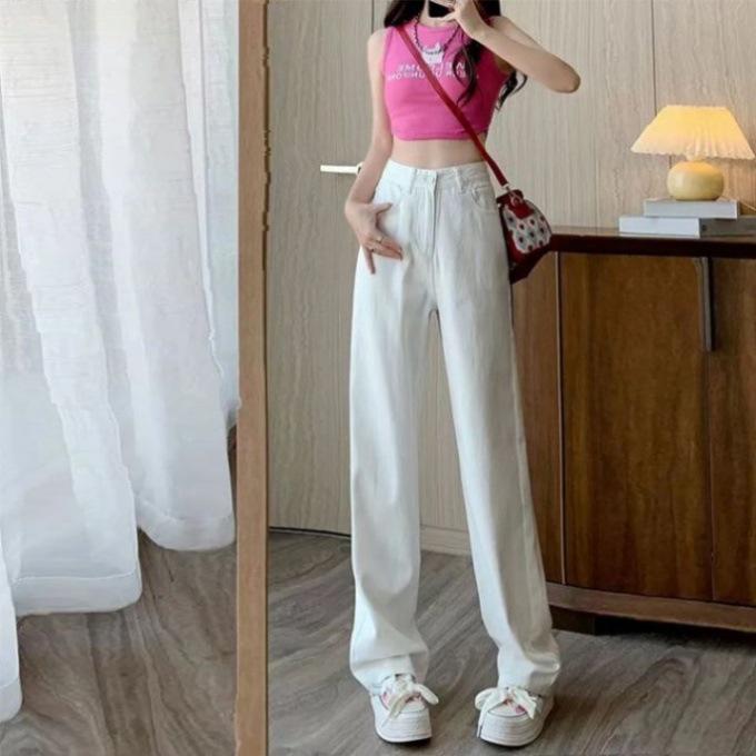 Plus Size Retro Wide-Leg Jeans - Trendy Korean Style Fashion for Women L