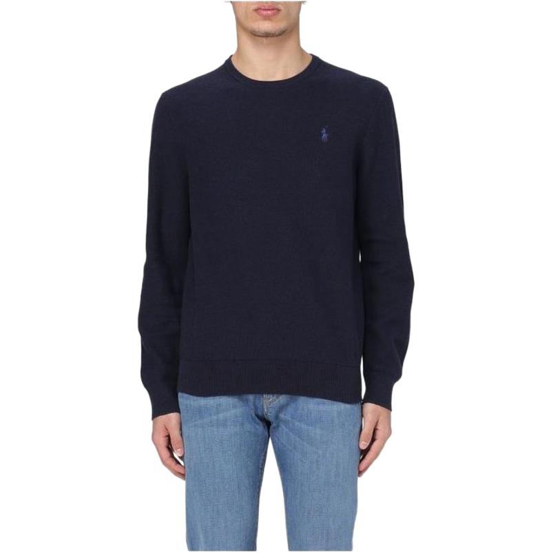 Polo Ralph Lauren Solid Color Crew Neck Fitted Sweater Men sweater Blue 710918163-001