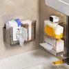 Two Section Adhesive Tissue Storage Box Transparent Bathroom Dispenser with Duals Compartment Wet Wipes Container