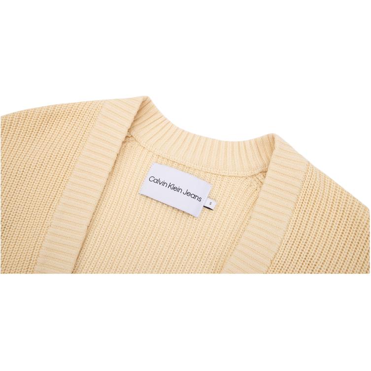 Calvin Klein Minimalist Embroidered Logo V-Neck Solid Color Zipper Cardigan Sweater Women Sweater Vanilla-Yellow J222623-ZCY