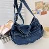 Women Vintage Messenger Bag Large Capacity Denim Daily Tote Bag Adjustable Strap Trendy Carrying Bag Multifunction Chic Hobo Bag