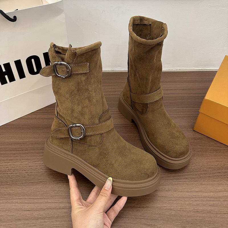 Martin Boots Women's Spring and Autumn Single Boots with Skirt British Style 2025 New Thick-soled Buckle Boots Stacking Locomotive Short Boots