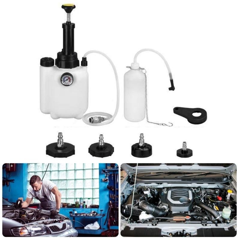 Brake Bleeding Tool 3L Capacity with 4 Universal Connector Ergonomic Design Fluid Evacuators for DIY Auto Maintenance