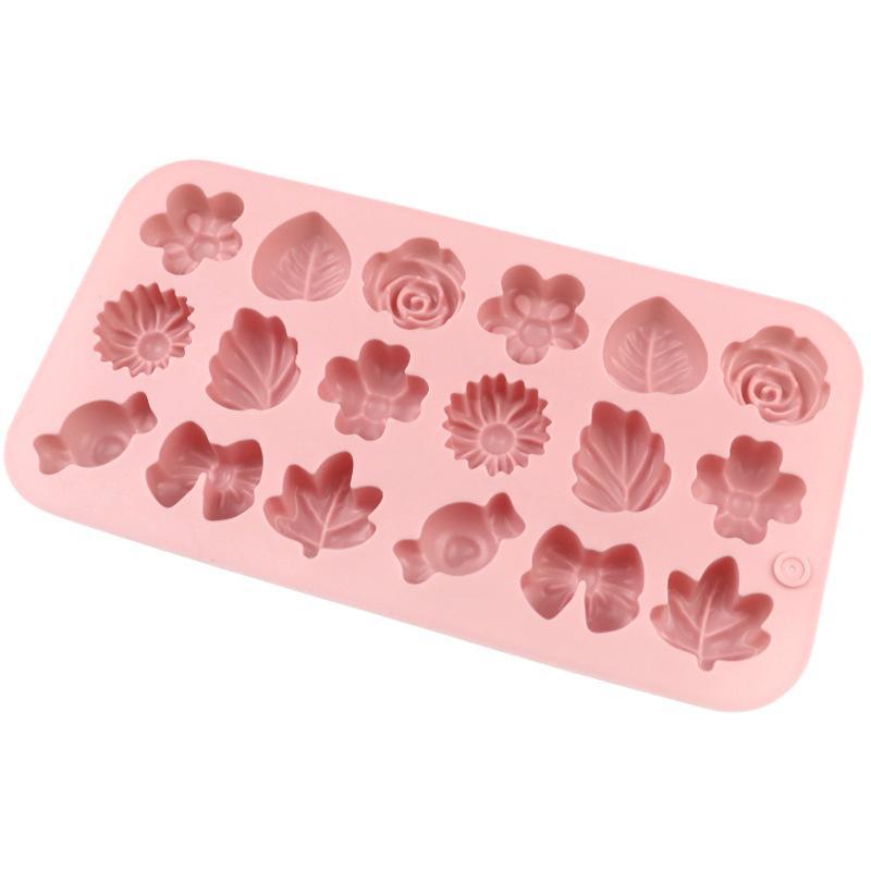 Non Stick Silicone Candy Mold Easy Release With Flower Leaf Bow Patterns For Homemade Chocolate Soap Wax Melt Crafting