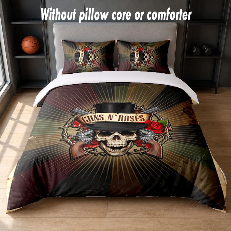 Guns N’ Roses Design Bed Bedding Set 1 Duvet Cover + 2 Pillowcases Soft Breathable Household Bed Linens