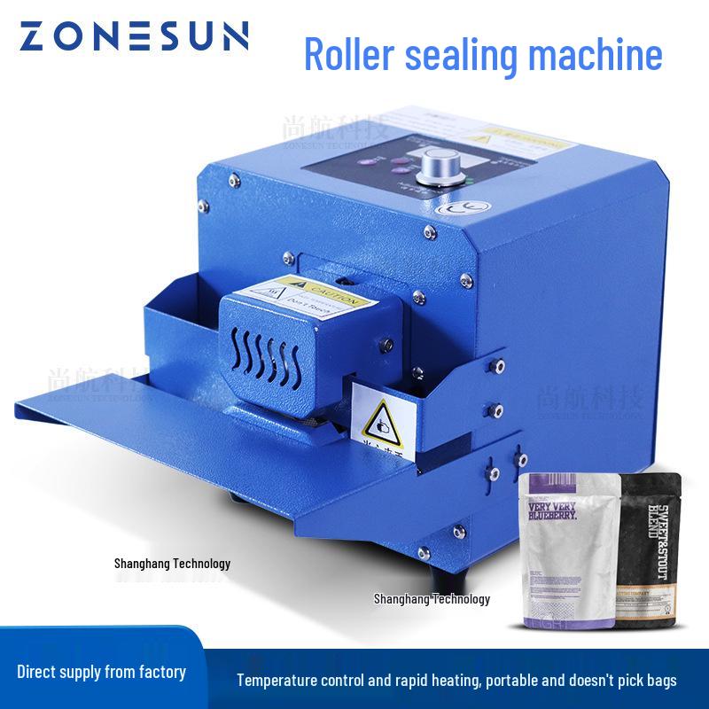 

ZONESUN Continuous Roller Sealing Machine for Film, Aluminum Foil, and Kraft Paper Bags GLF1P ABS Blue 220V EU Plug