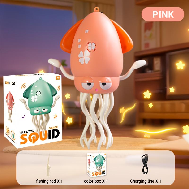1SET Dancing Electric Octopus, Automatic Jumping Squid - Funny Trick Toy, LED Electronic Dancing Octopus Toy, Pink, Yellow, Green
