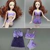 Purple Sexy Pajamas Lingerie Nightwear Lace Night Dress + Bra + Underwear Clothes For Barbie Doll Dresses Girl Gift