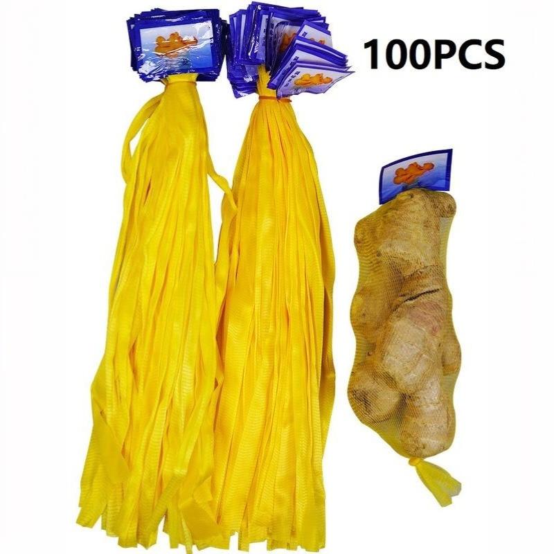100PCS Washable Garlic Ginger Mesh Storage Bags Breathable for Onion Root Vegetable Drying Home Pantry Storage