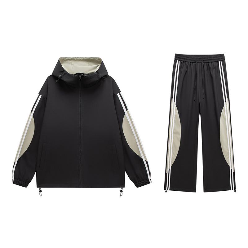 

Мужской осенний ветрозащитный костюм с цветными блоками и полосками и водонепроницаемые походные брюки M