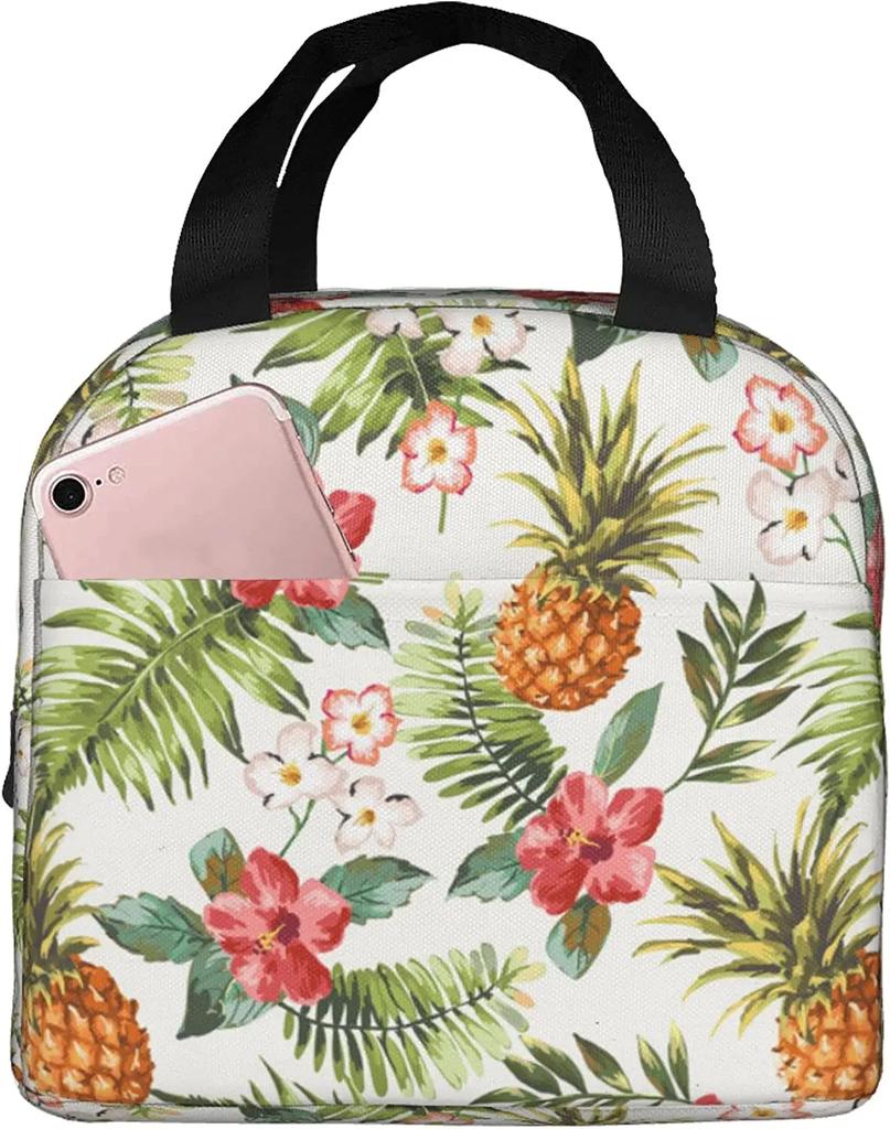 Hawaiian Hibiscus Flower Lunch Bag For Women Men Kids Lunch Box Insulated Lunch Container Tote Bag for Office Work School Picnic