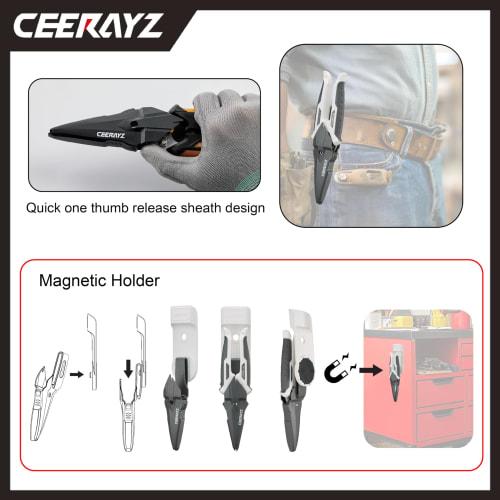 CEERAYZ 185mm Notched Scissors, Multipurpose Heavy-Duty, Made with 420 Japanese Stainless Steel, Industrial and All-Purpose Scissors for Metalworking,