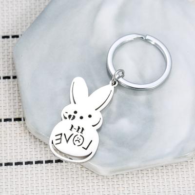 LOVE Broken Heart Rabbit Stainless Steel Keychain Funny Cartoon Design Fashion Pendant Practical Gift for Girlfriend