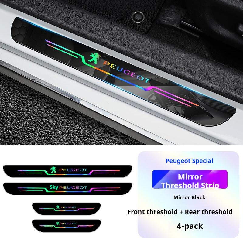 Car decorative laser door sill protection sticker is suitable for Peugeot 206 207 208 301 307 308 406 407 408 508 YYY 607 2008 3008