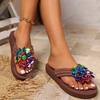 Fashion Summer New 2025 Pinch Toe Women's Slippers Fashion Outdoor Beach Plus Size Sequins Floral Light Best Seller Flat Slipperszapatos