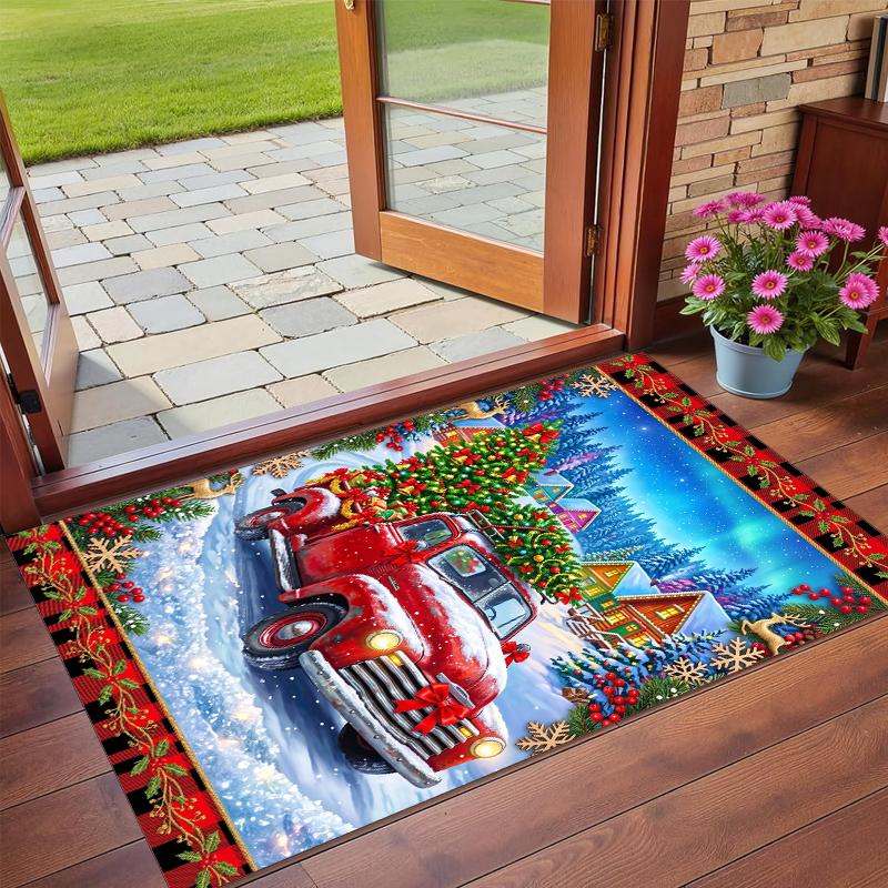 Christmas Printed Square Area Rug Soft Non Slip Floor Carpet For Bedroom Holiday Gift