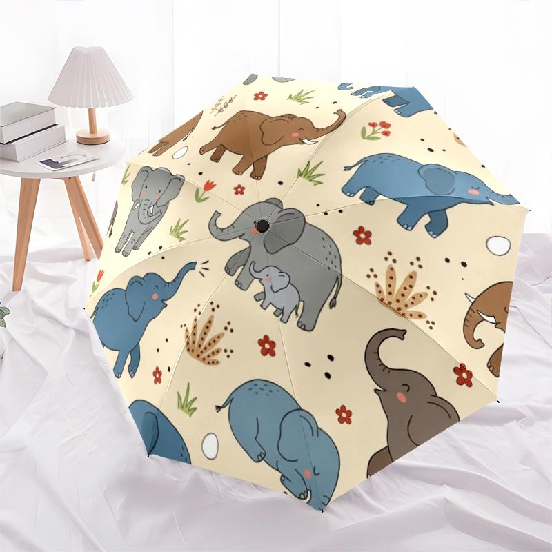 1 Pezzo Ombrello Pieghevole Automatico - Fantasia Animali Carini, Design Portatile e Pieghevole con 8 Stecche, Regali di Natale e Compleanno