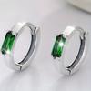 CAOSHI Fashion Gold Color/Silver Color Hoop Earrings for Women Green Geometric Cubic Zirconia Accessories Metallic Party Jewelry