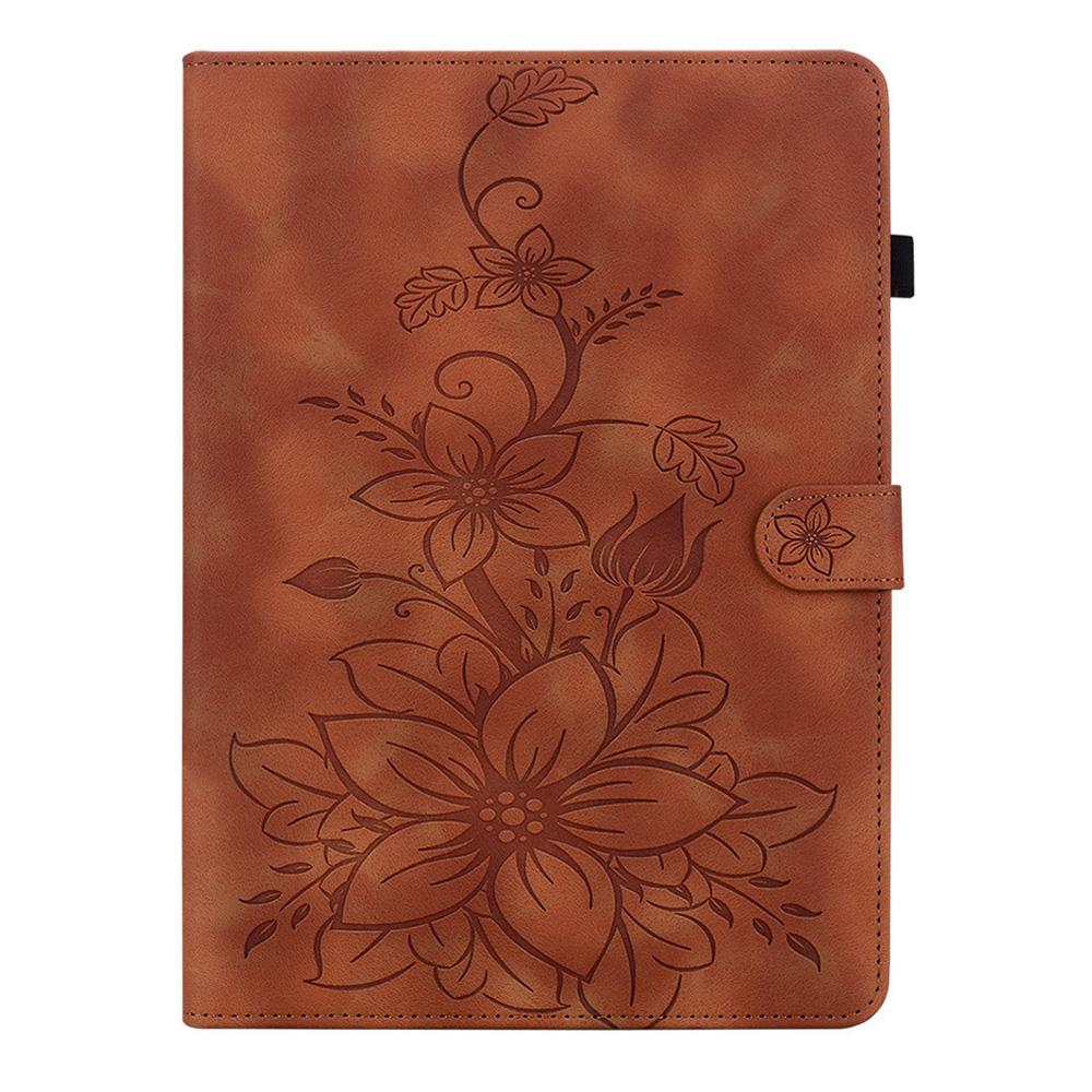 For Infinix Xpad 20 Case Lily Flower Imprint Card Slots Leather Tablet Cover