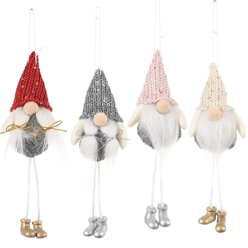 Muñeco Creativo de Anciano del Bosque Decoración Navideña Adorno Colgante Brillante Sin Rostro En Rosa Dorado Rojo Y Gris