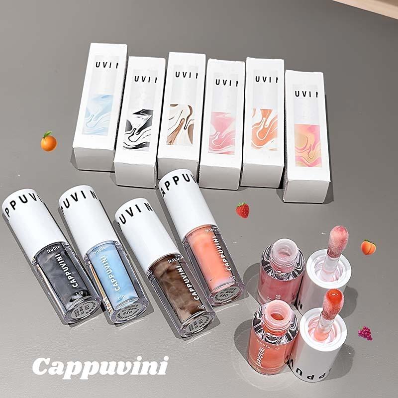 Cappuvini Clear Grey Purple Lip Gloss Hydrating Drying Lips Mirror Lip Glaze Tint Plumper Moisturizing Crystal Lip Oil Makeup