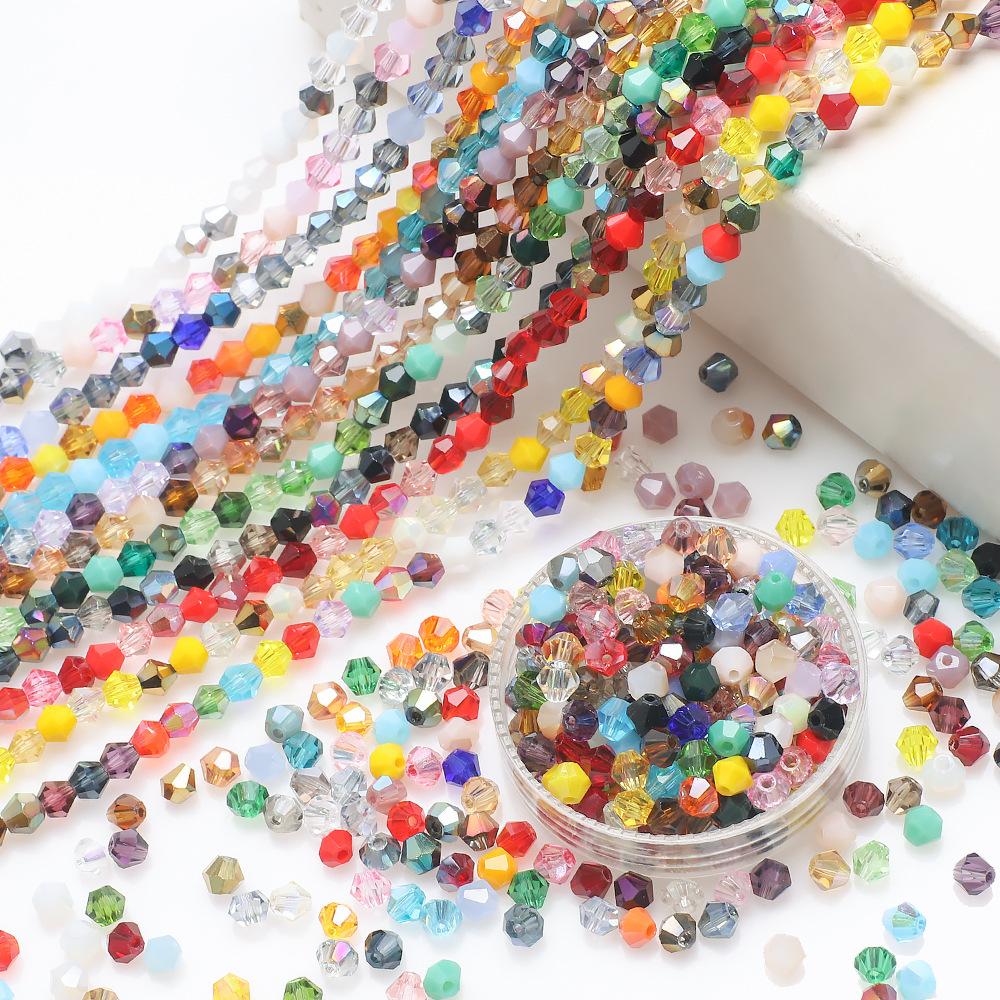 4mm Crystals Glass Beads for Jewelry Making Mix Color Handmade Findings Bicone Shape Spacer Beads DIY