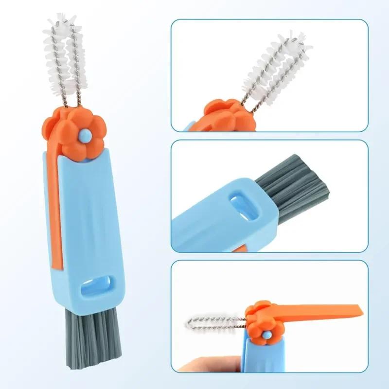 Neuer Multifunktionaler 3-in-1 Tassenreinigungsbürsten Drehbarer Tassenrandbürste Flaschenkappenbürste Haushalts Nutspaltreinigungsbürste