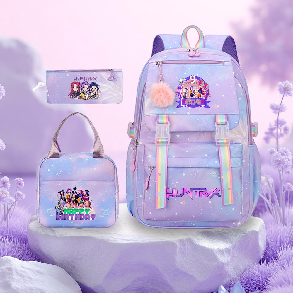 K-Pop Witch Hunters Cartoon Printed Student Pencil Bag Lunch Bag Three-Piece Backpack