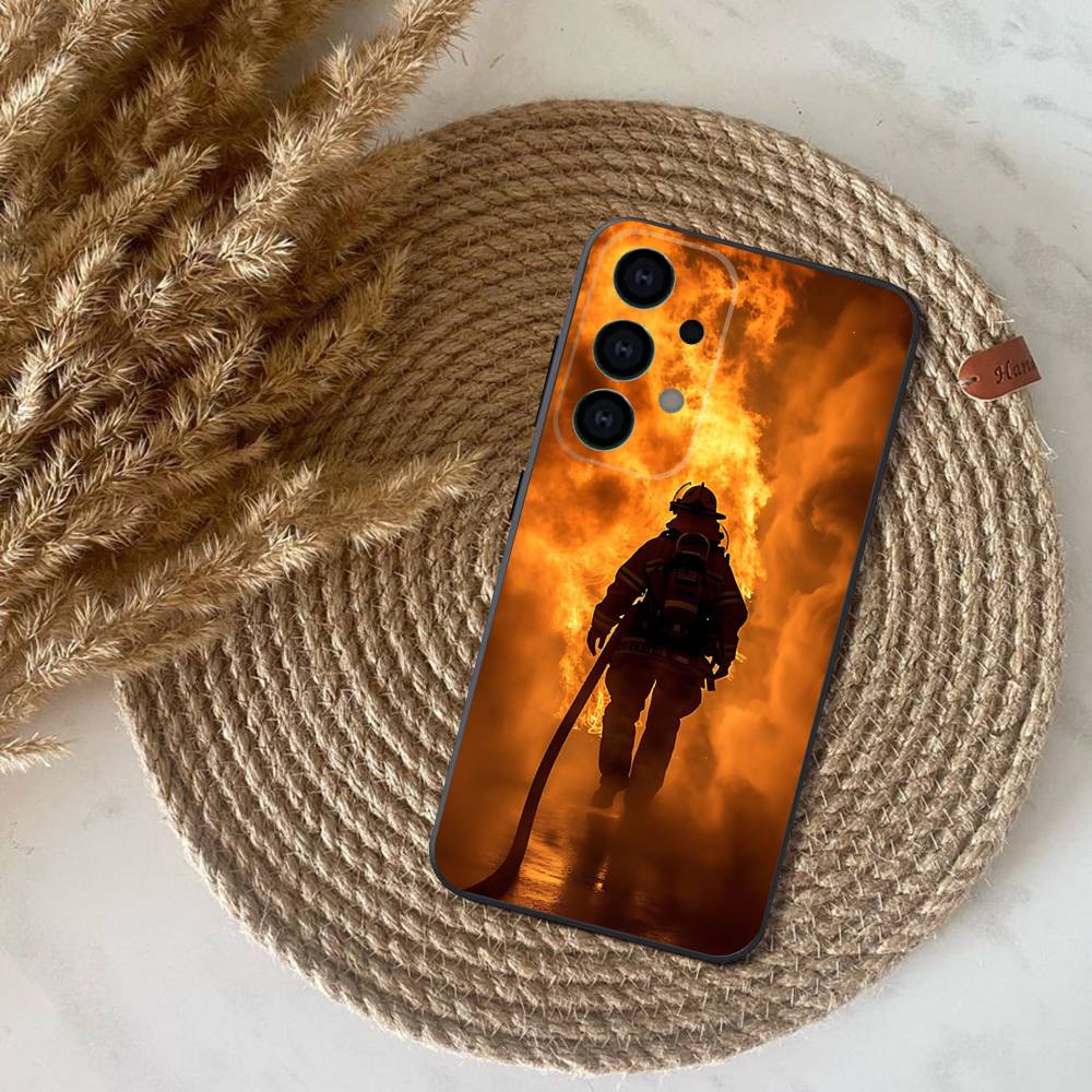 Phone Case For Samsung S25,S24,S21,S22,S23,S30,Ultra,S20,Plus,Fe,Lite,Note,10,9,Fireman Firefighter 5G Black Cover